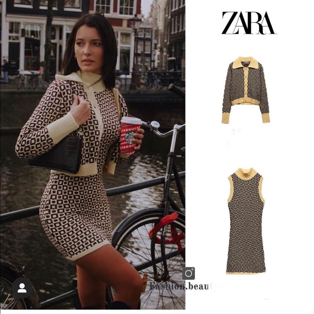 NWT ZARA GEOMETRICAL JACQUARD KNIT DRESS